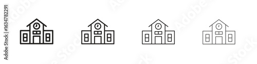 Campus icons in black simple line elements.