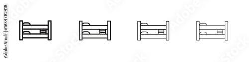 Bunk bed icons in black simple line elements.