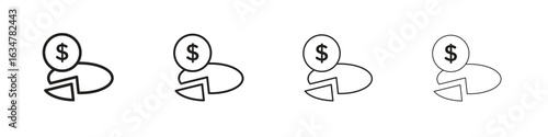 Budget planning icons in black simple line elements.