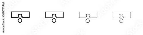 Broken pipe icons in black simple line elements.