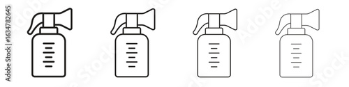 Breast pump icons in black simple line elements.