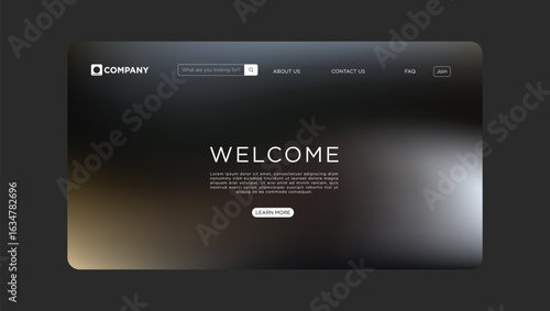Modern website design template greets visitors with welcoming text and sleek navigation elements