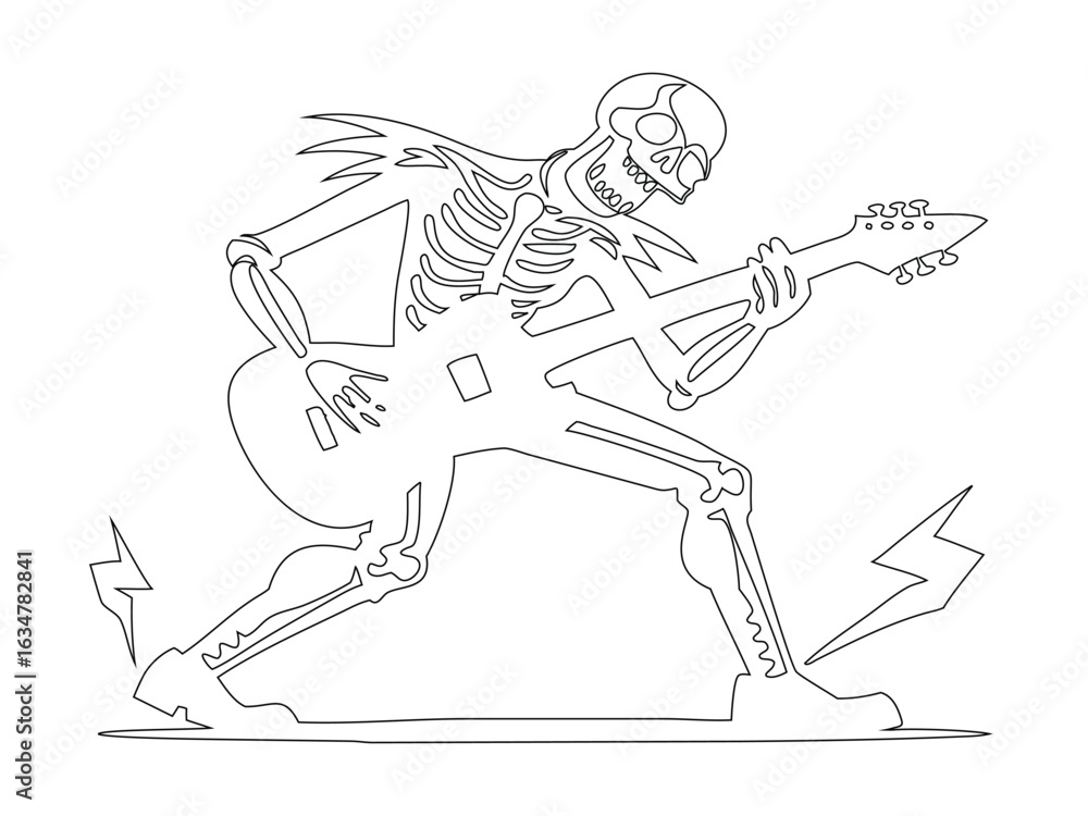 Fototapeta premium Rock and Roll Skeleton Playing Guitar