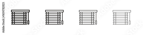 Blinds icons in black simple line elements.