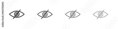 Blindness icons in black simple line elements.