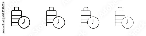 Battery life icons in black simple line elements.