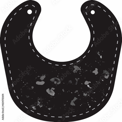 Black baby bib with stitched outline and abstract texture