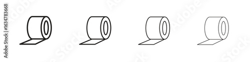 Adhesive tape icons in black simple line elements.