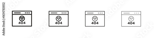 404 Error icons in black simple line elements.