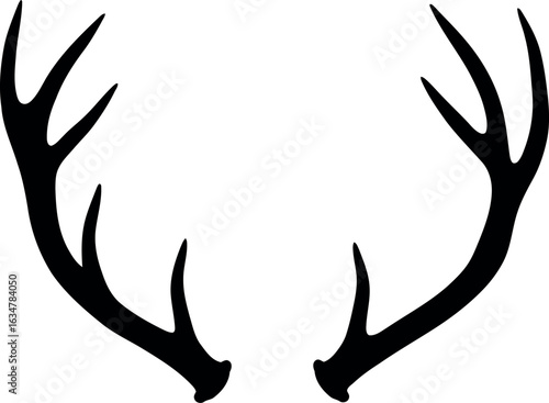Rustic deer antlers silhouette vector graphic