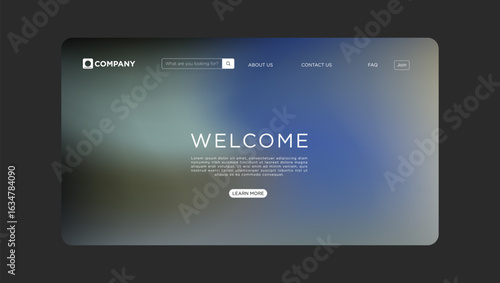 Modern company website template design with welcome message and easy navigation in cool neutral color scheme