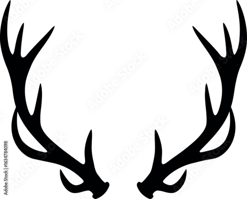 Rustic deer antlers silhouette vector graphic
