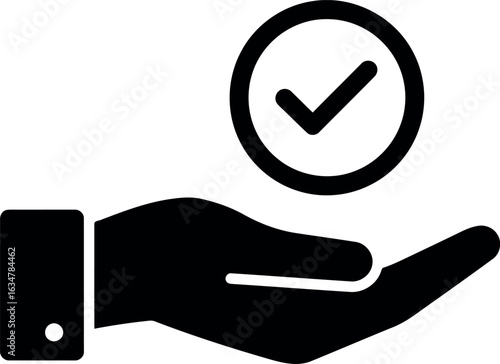 Hand holding approved checkmark icon
