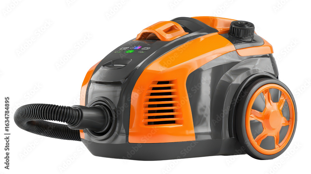 Fototapeta premium Heavy-duty vacuum cleaner with digital display background isolated on a Transparent background, PNG file.