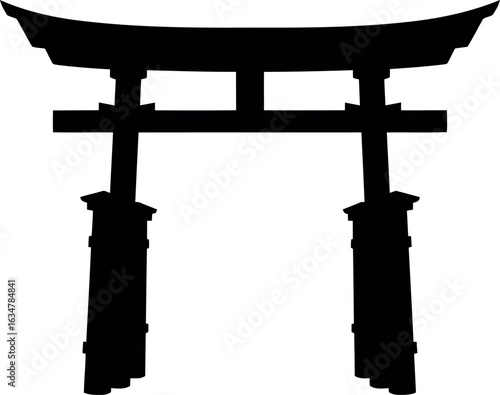 Black torii gate silhouette traditional japanese entrance