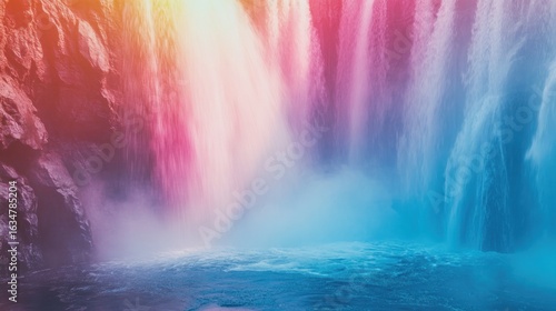 Abstract rendition of a waterfall with vibrant colors for a modern aesthetic