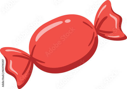 Red candy wrapper sweet treat isolated on white