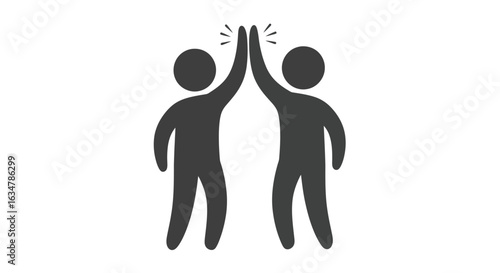 Vector art of two stylized figures giving each other a high five, symbolizing success, teamwork, and celebration, isolated on a white background