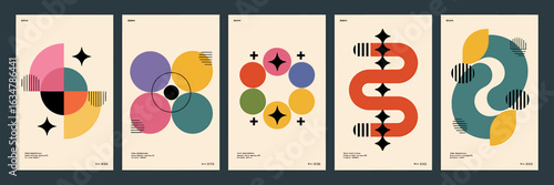 Set of five minimalist geometric art designs