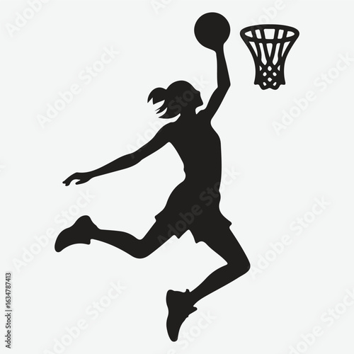Basketball player dunking silhouette. vector player silhouette