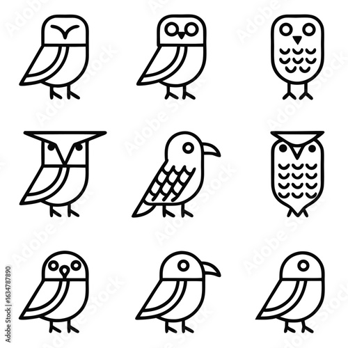 Owl Bird Icons Nocturnal Bird Cute Animal owl icons nocturnal bird icons