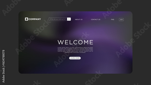 Modern company website template design with sleek purple gradient background ready for your business