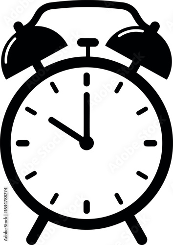 Retro alarm clock icon vintage timekeeping symbol