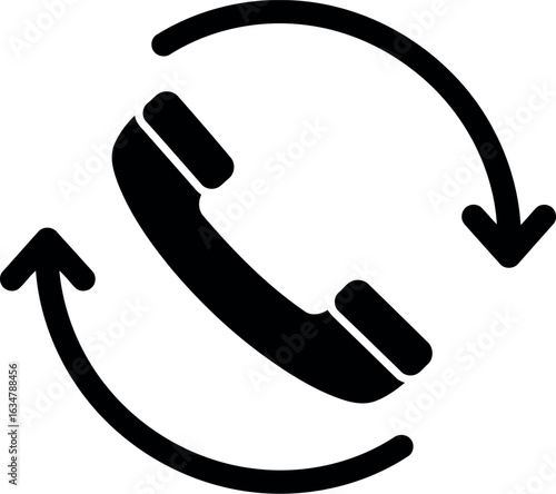 Retro handset with circular arrows icon