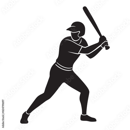 Dynamic baseball player silhouette in action ready for sports graphics and designs