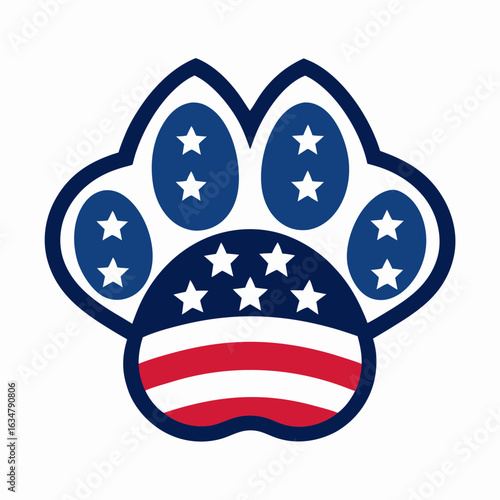 Patriotic paw print with american flag design
