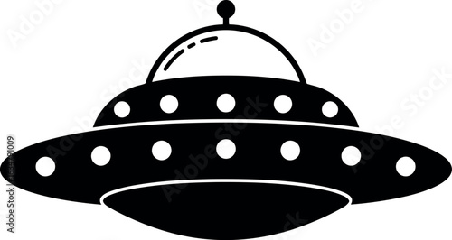 Retro ufo flying saucer silhouette