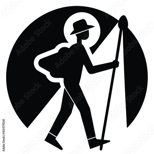 solo hiker vector icon
