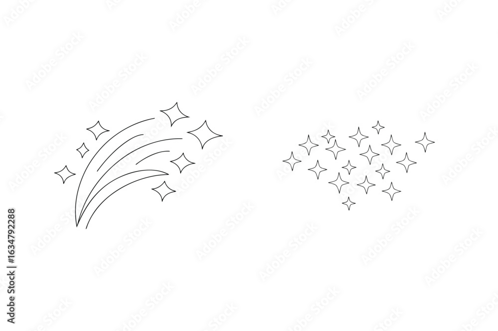 Obraz premium Sparkling starbursts and shooting star trails sparkle