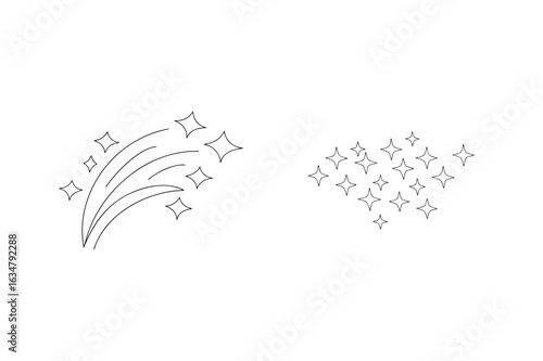 Sparkling starbursts and shooting star trails sparkle