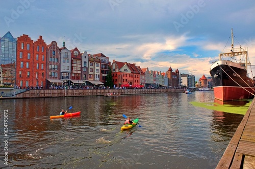kayaking  at  gdansk old town canal 