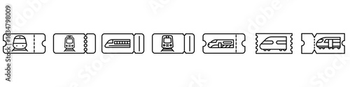 Train ticket vector icon set. Electric train ticket illustration sign collection. Ticket symbol. Public transport ticket logo.