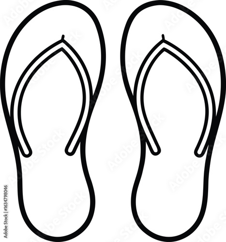 flip flops icon line art vector illustration on transparent background
