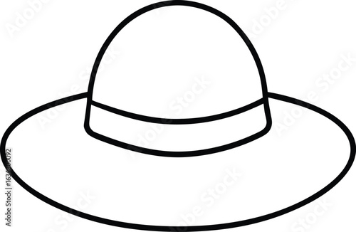 sun hat icon line art vector illustration on transparent background

