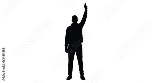 professional high quality Silhouette of a Man Giving a Peace Sign