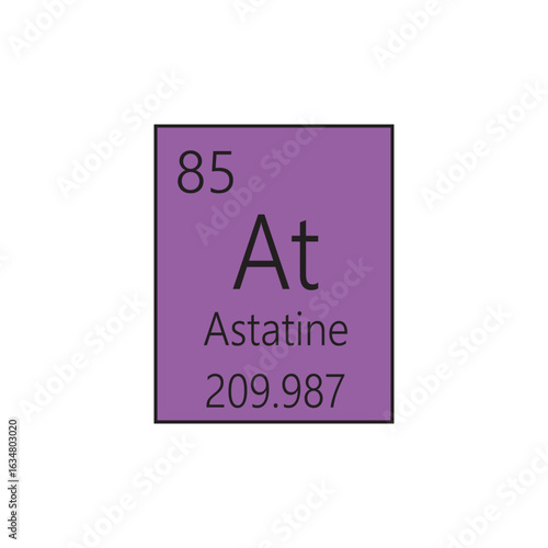 At Astatine Halogen Chemical Element Periodic Table. Simple flat square vector illustration, simple clean style Icon with molar mass and atomic number for Lab, science or chemistry class.