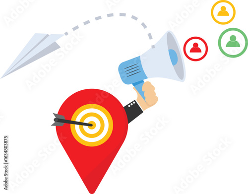 Market segmentation concept, advertising, target market, target group, target customers, audience outreach concept. Customer engagement campaign, accurate promo, advertising business.

