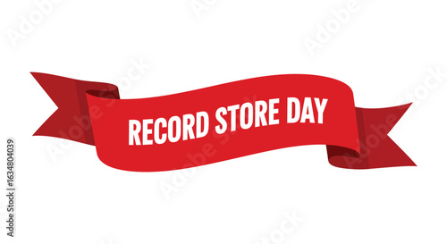 Celebrating Record Store Day with a Vibrant Red Ribbon Banner silhouette