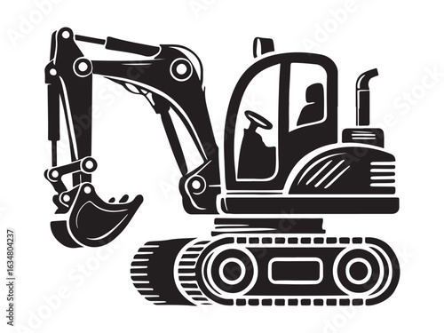 Mini Excavator Black Silhouette