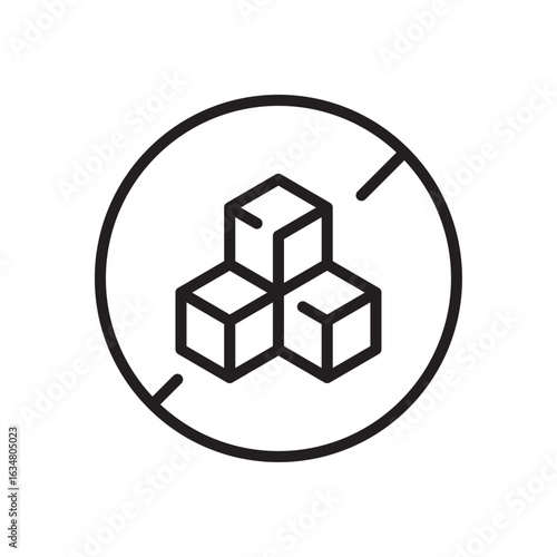 Sugar free line simple icon in a flat style. Allergen free symbol, warning. Vector illustration. Editable stroke. Isolated on a white background.