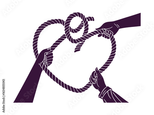 Holding Heart with Ropes