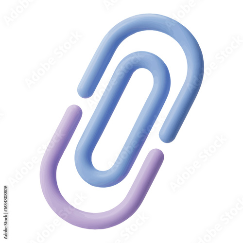 Pastel Paperclip Duo 3D Render of Interconnected Clips