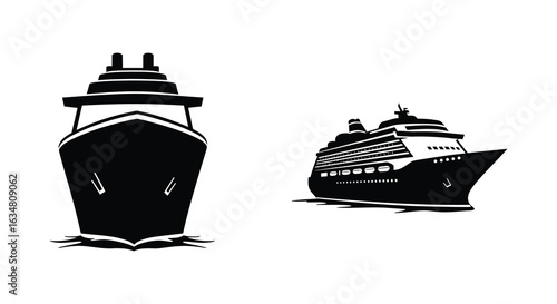 high quality Silhouette of a Cruise Ship and a Large Ship