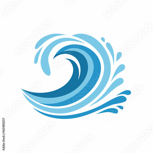 Wellen-Logos – Wasserspritzer, fließende Flüssigkeitsbewegung, geschwungene Linien und Strudel als Vektorillustration