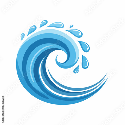 Wellen-Logos – Wasserspritzer, fließende Flüssigkeitsbewegung, geschwungene Linien und Strudel als Vektorillustration