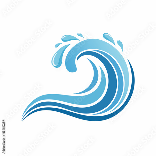 Wellen-Logos – Wasserspritzer, fließende Flüssigkeitsbewegung, geschwungene Linien und Strudel als Vektorillustration